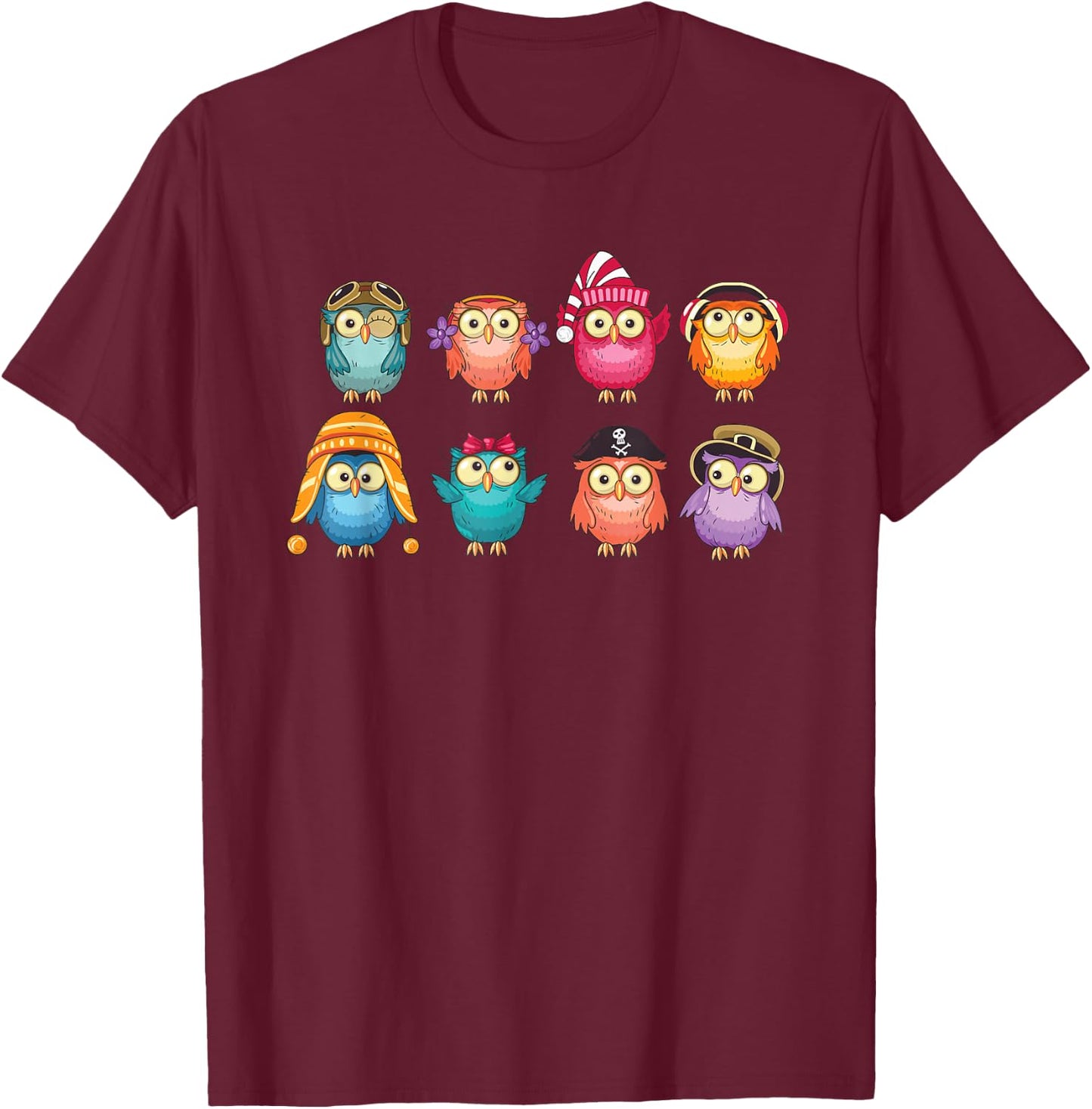 Cute Owls - Adorable Illustration - Owl Collection - Classic T-Shirt - T-Shirt | Maroon