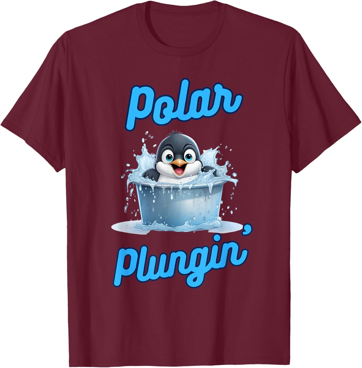 Polar Plungin Penguin Ice Bath Addict Cold Plunge T-Shirt - T-Shirt | Maroon