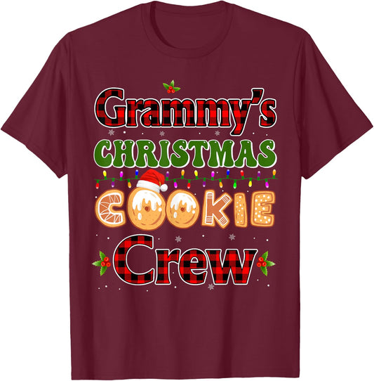 Red Plaid Cute Grammy Christmas Cookie Crew Gingerbread T-Shirt - T-Shirt | Maroon