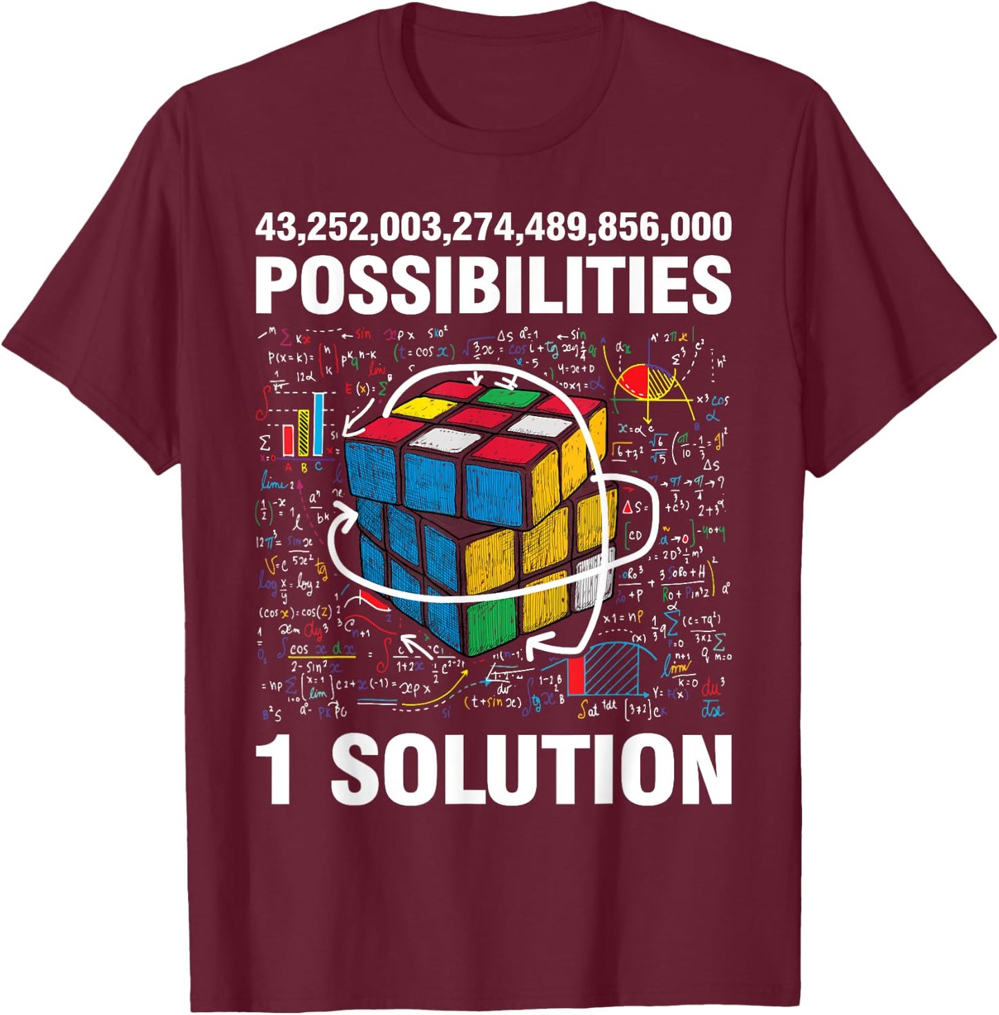 Funny Speed Cubing One Solution Math Lovers Boys Girls T-Shirt - T-Shirt | Maroon