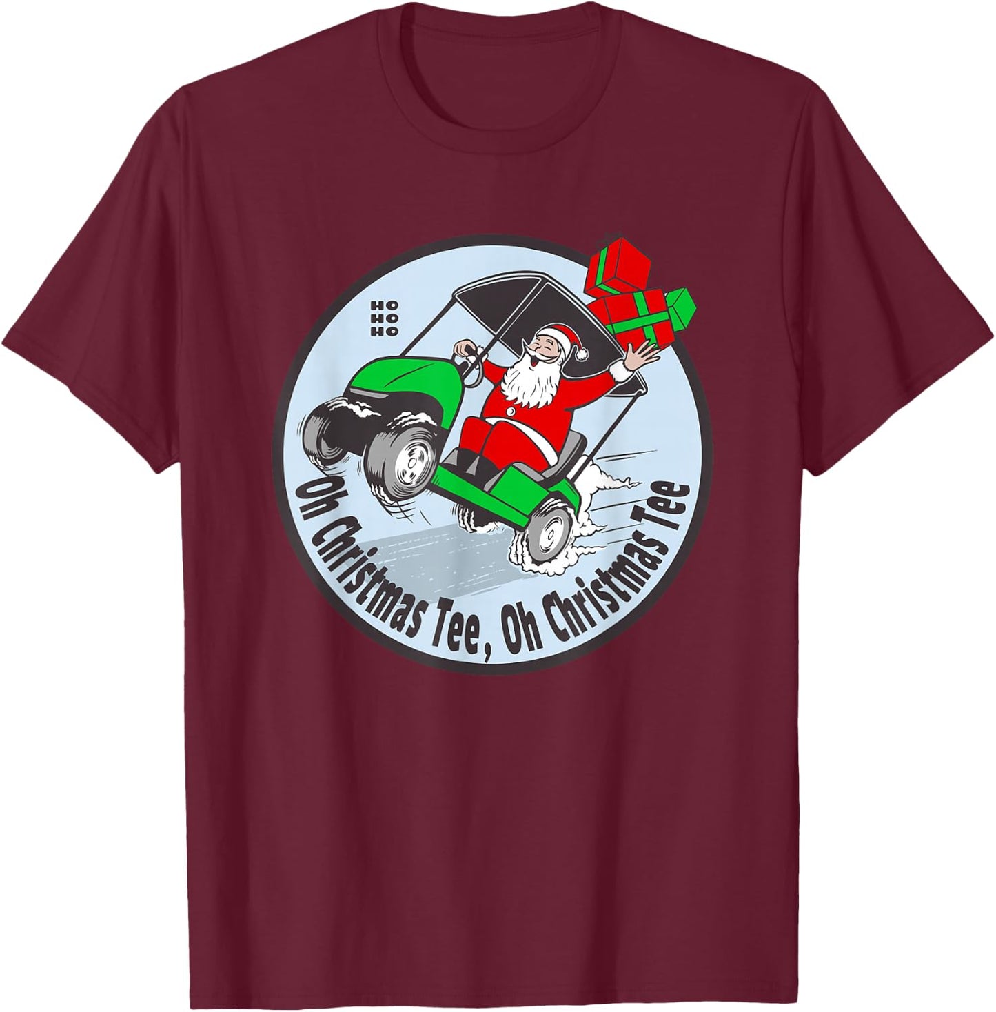 Funny Golfing Santa Claus - Christmas Golfer Golf Cart T-Shirt - T-Shirt | Maroon