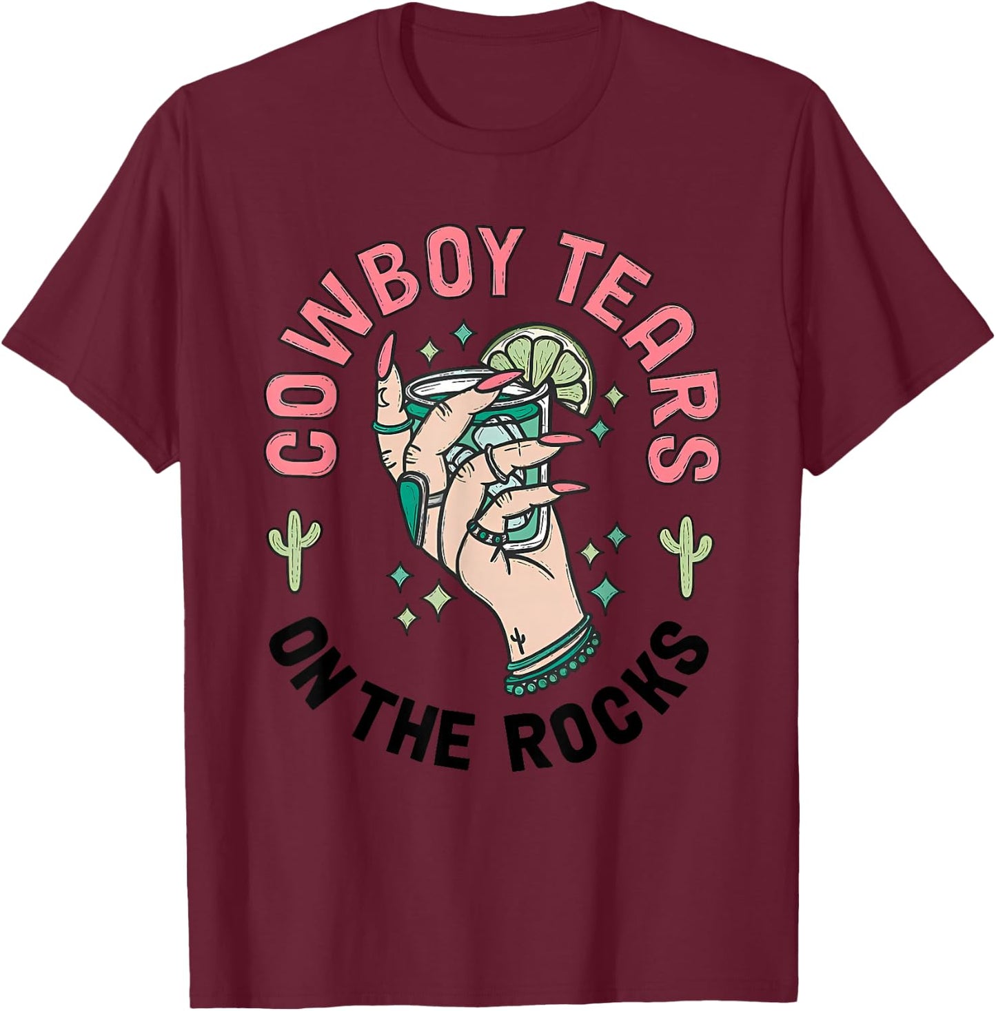 Cowboy Tears On The Rocks Vintage T-Shirt - T-Shirt | Maroon