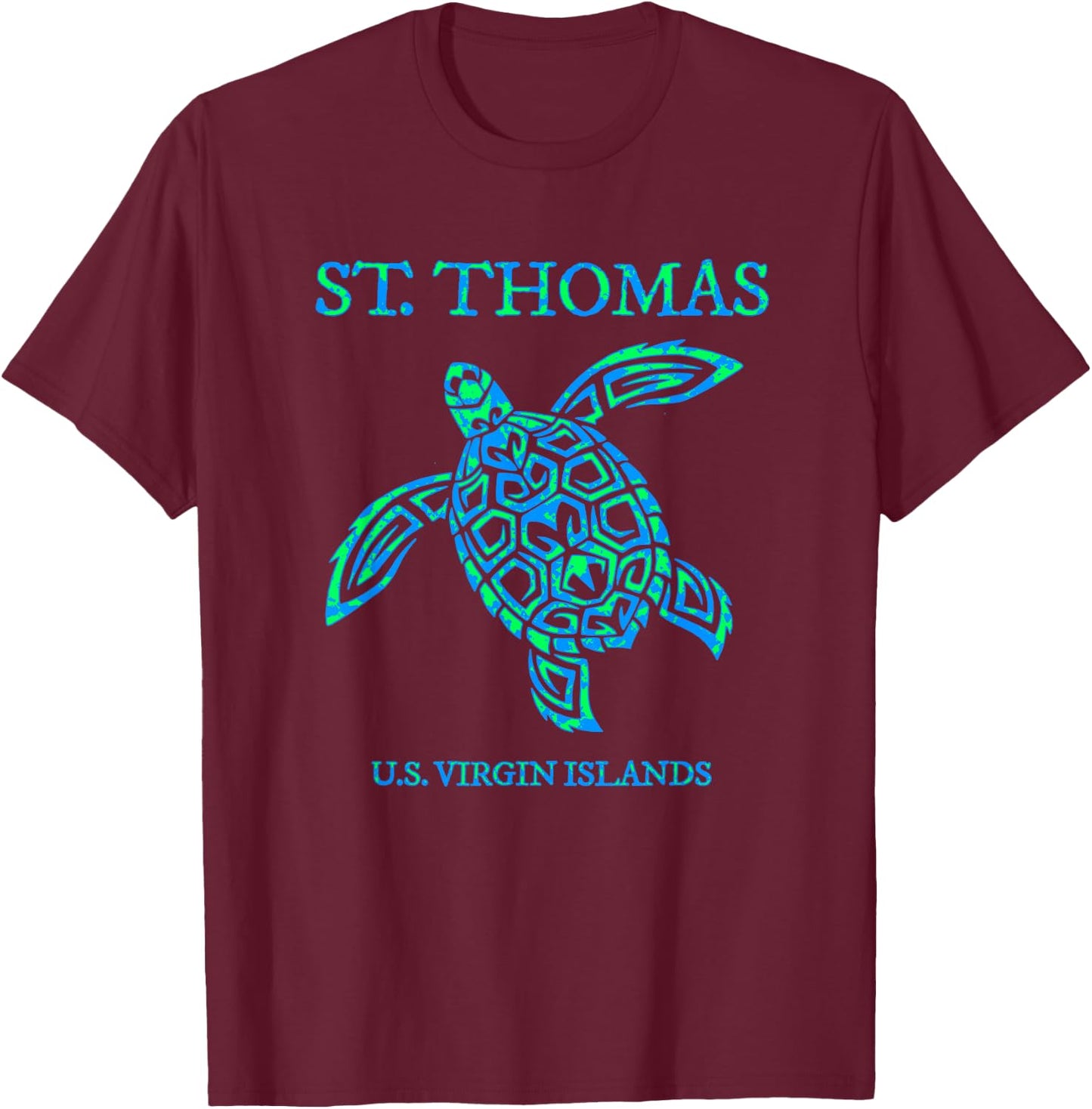 St Thomas Sea Turtles USVI Vacation Souvenir T-Shirt - T-Shirt | Maroon