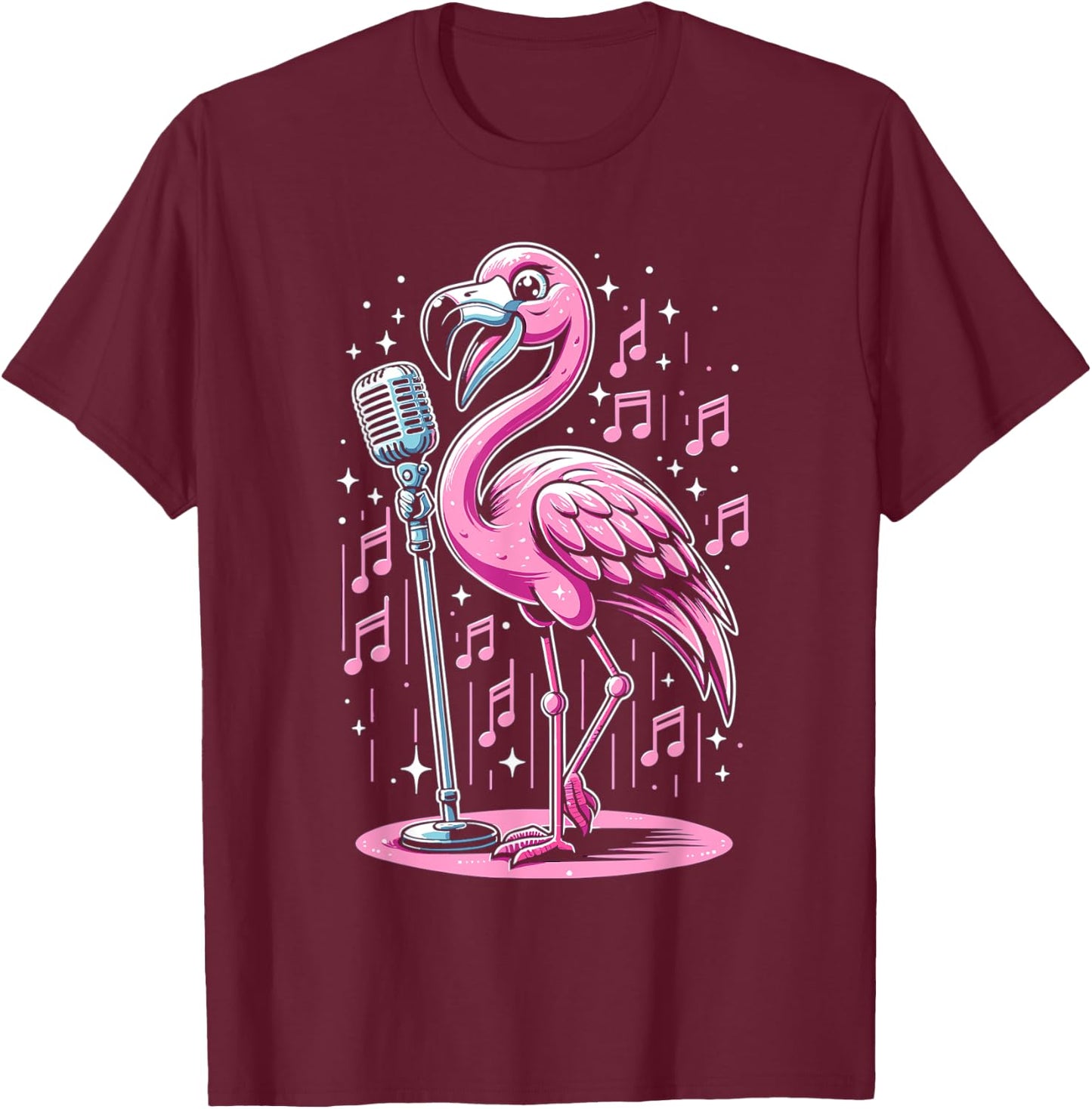 Flamingo Singing Singer Musician Choir Music Lover T-Shirt - T-Shirt | Maroon