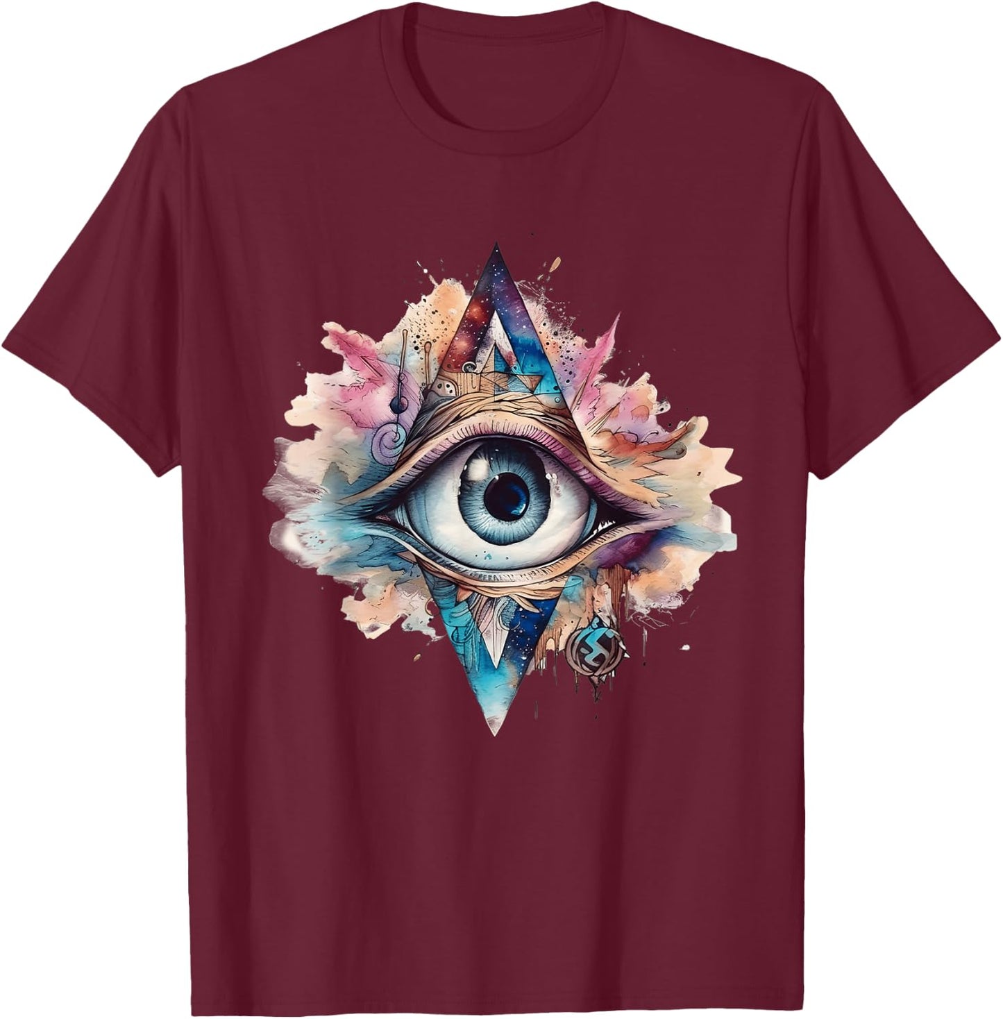Spiritual Third Eye Watercolor Self-Reflection Awareness T-Shirt - T-Shirt | Maroon