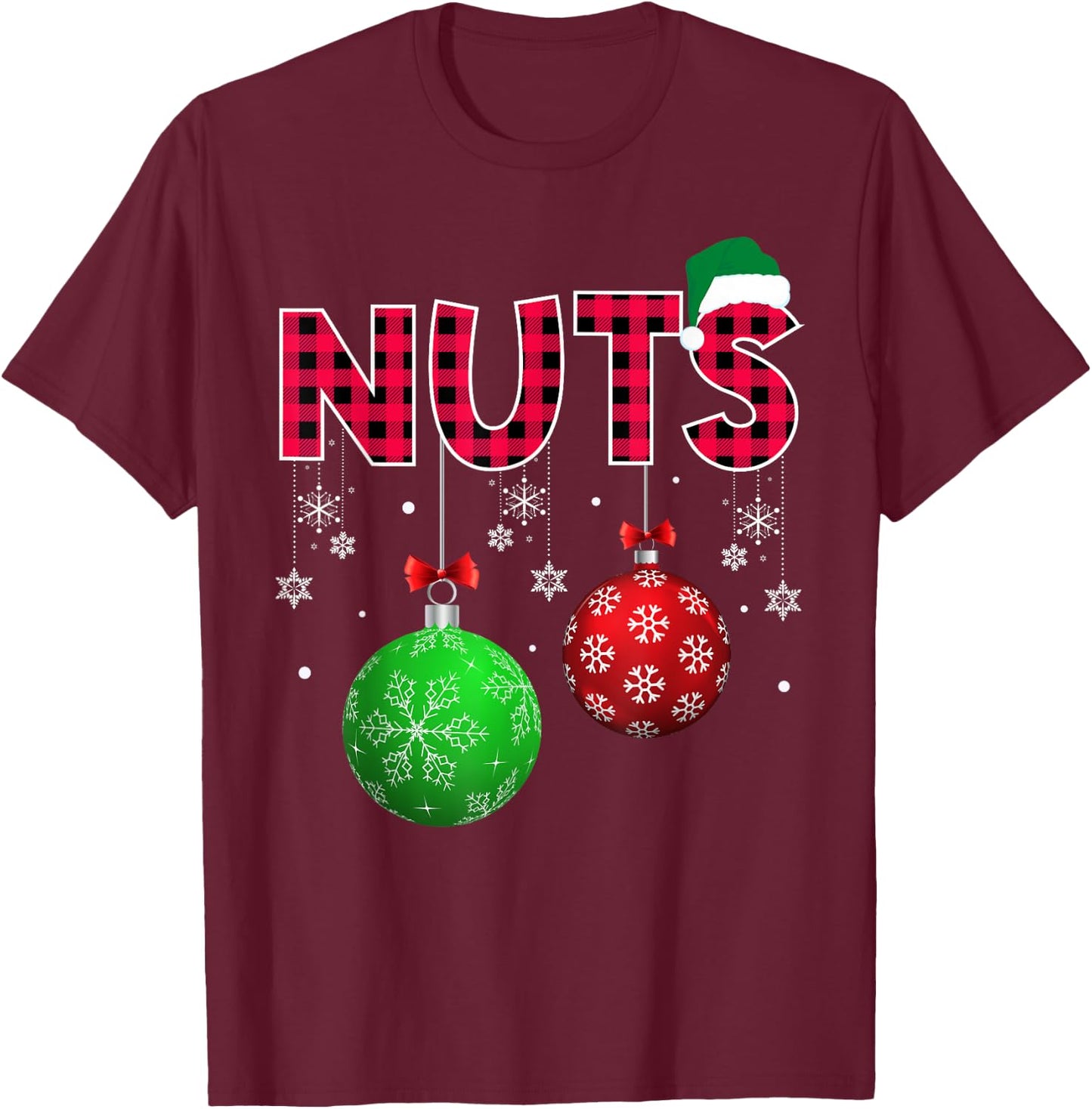 Chest Nuts Funny Adult Christmas Couple Matching Chestnuts T-Shirt - T-Shirt | Maroon