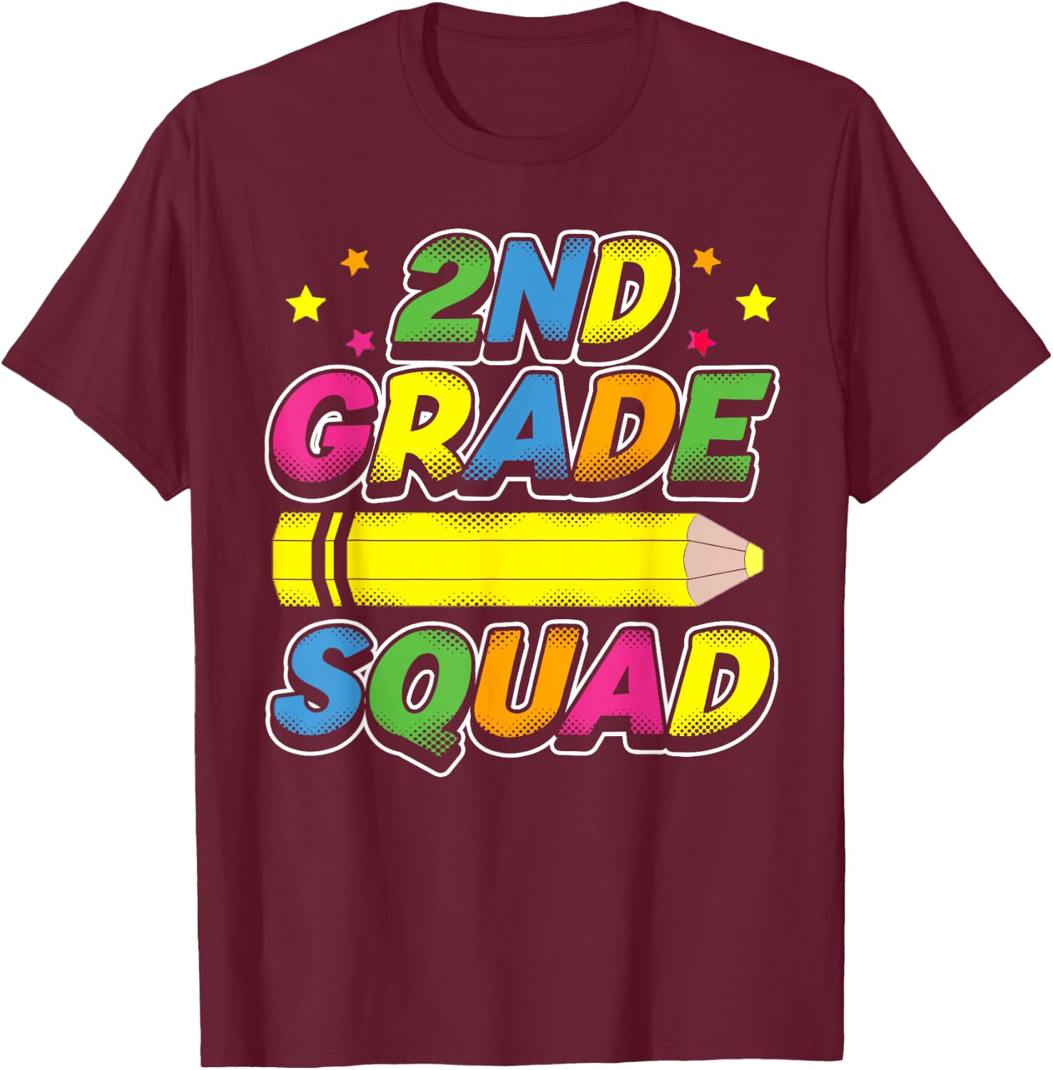 2nd Grade Squad, Teacher & Student Matching, Back To School T-Shirt - T-Shirt | Maroon