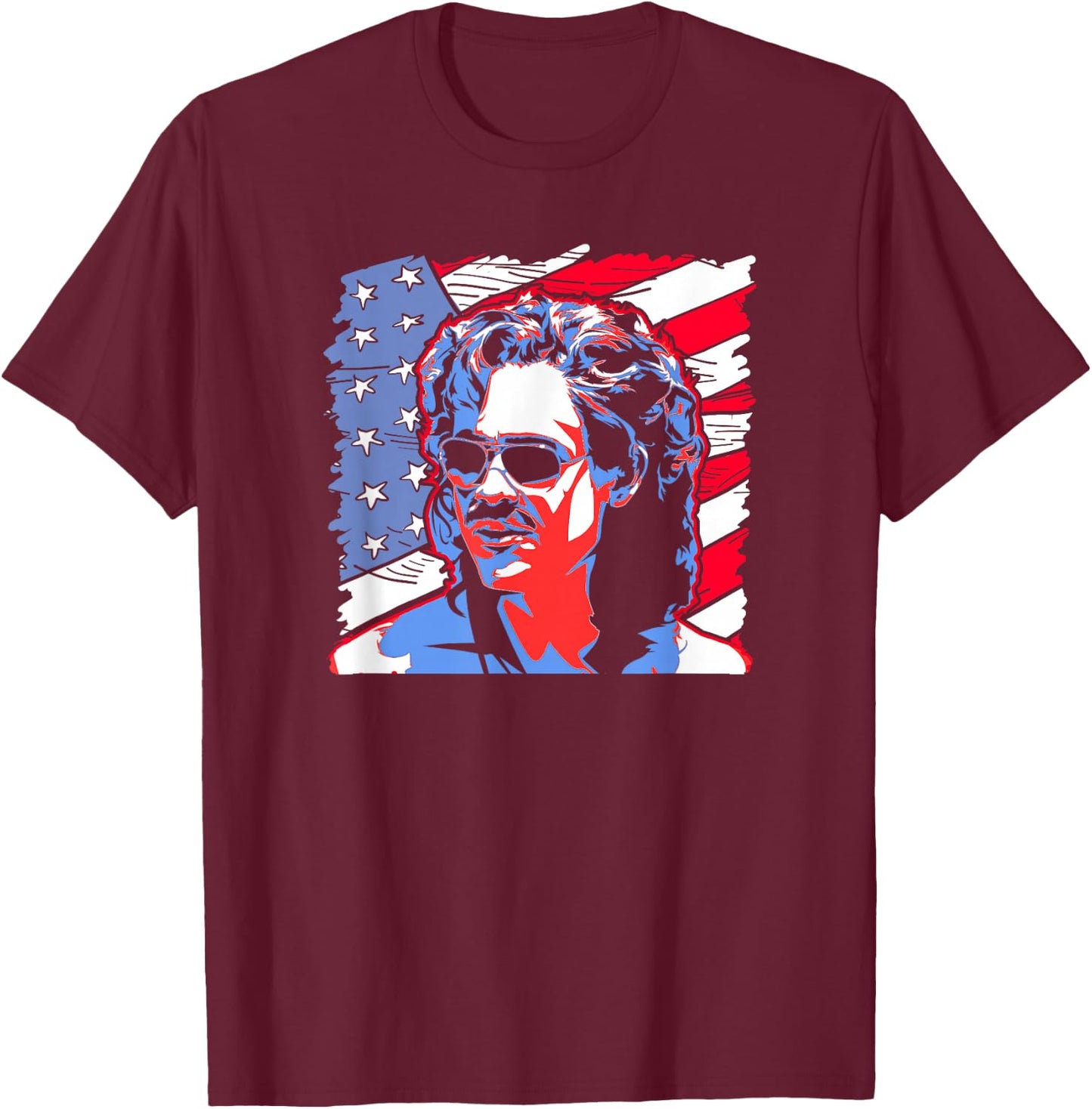 Stranger Things Billy Hargrove Flag USA Boy Americana T-Shirt - T-Shirt | Maroon
