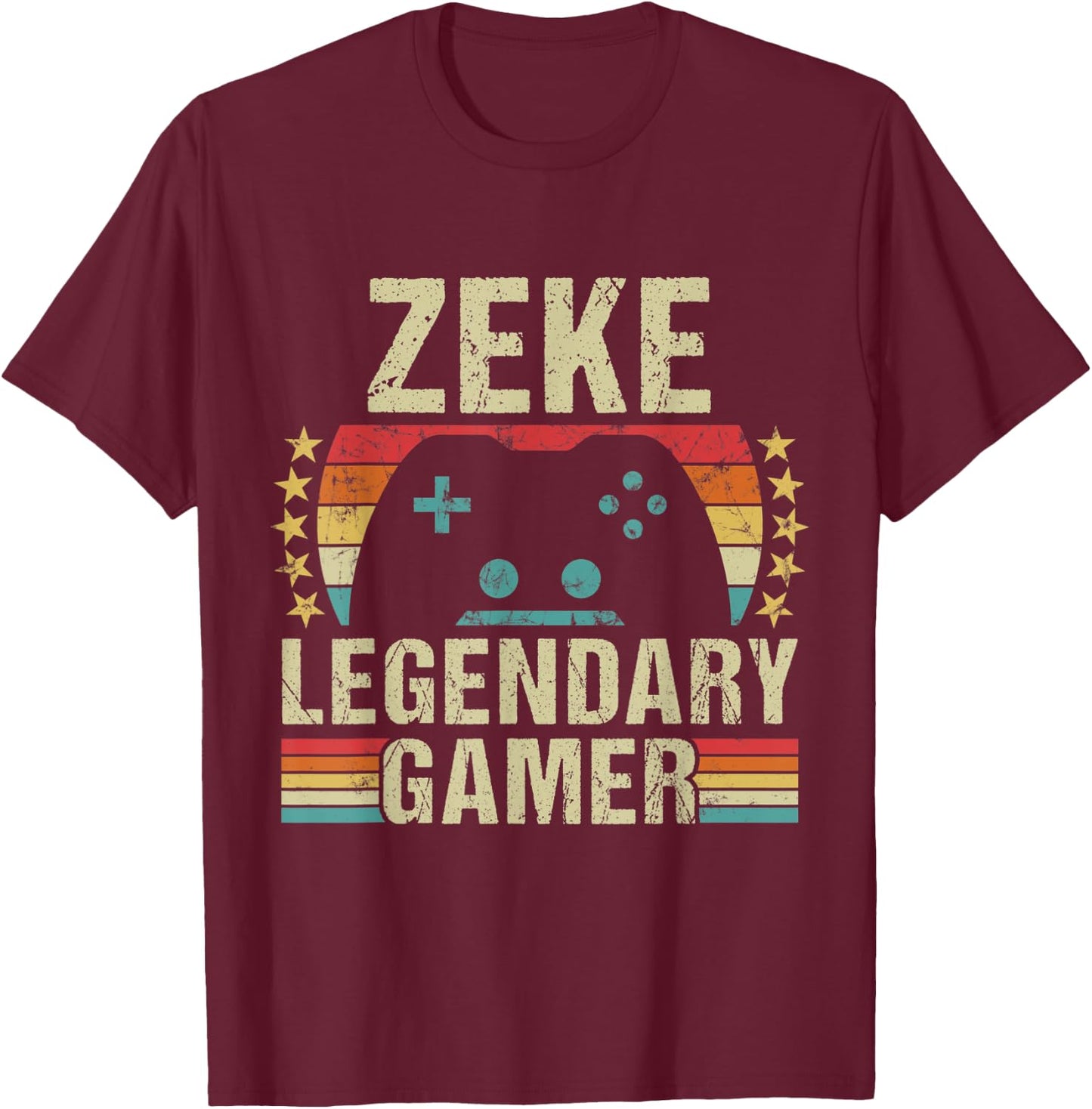 Zeke Gamer Retro Gaming Vintage Game Personalized 70s T-Shirt - T-Shirt | Maroon