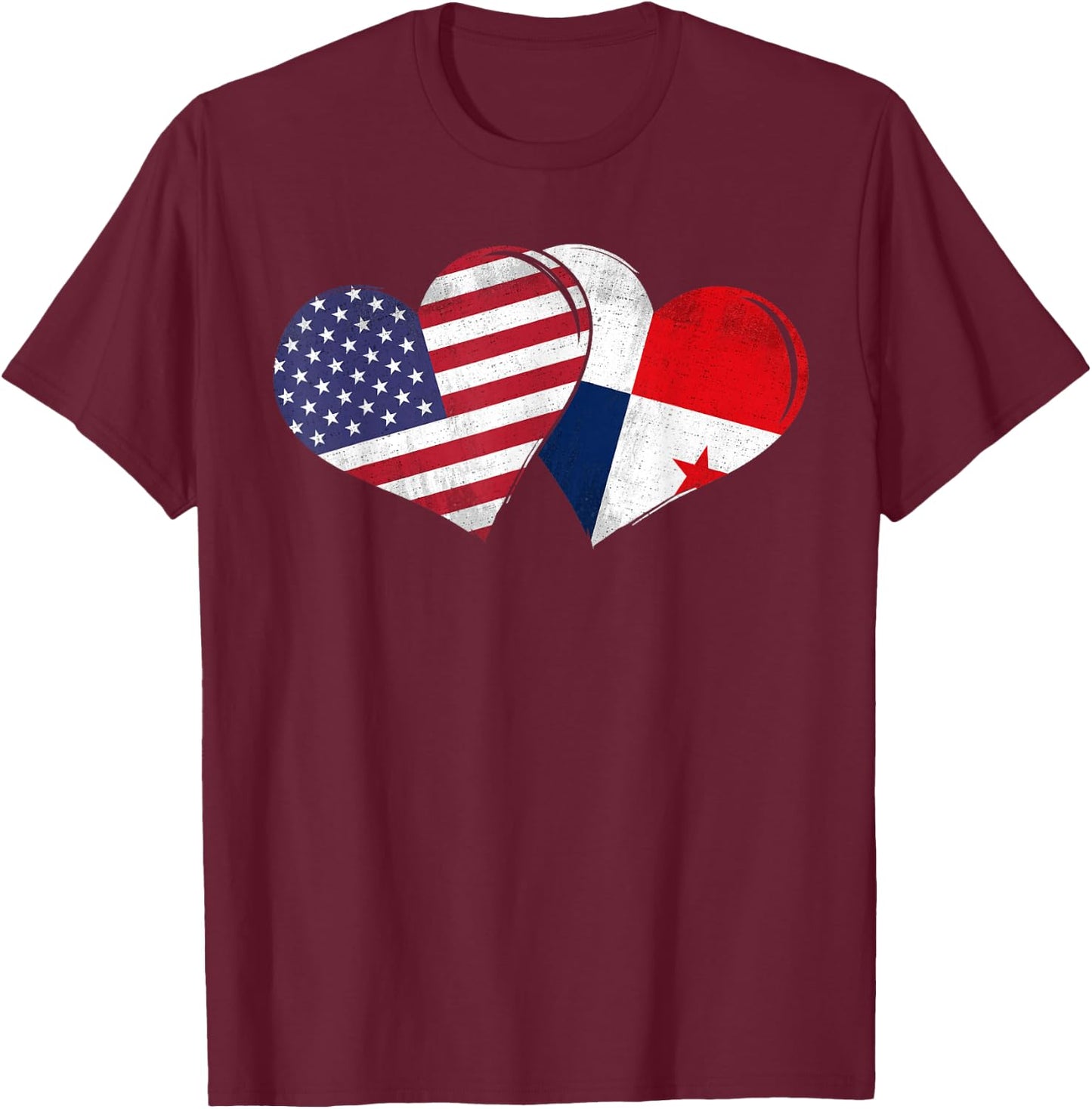 Vintage Panama - American Flag Heart For Panamanian T-Shirt - T-Shirt | Maroon