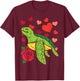 Valentines Day Turtle Hearts Cute Men Women Kids Boys Girls T-Shirt - T-Shirt | Maroon