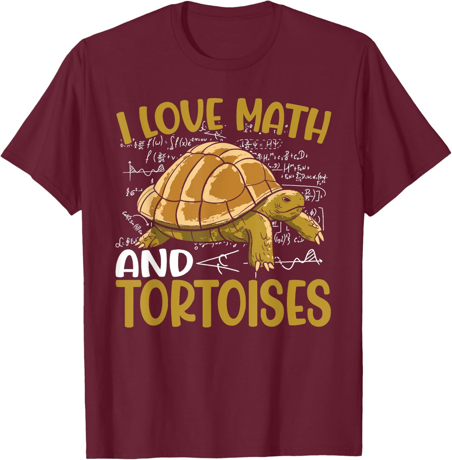 Funny I Love Math And Tortoises Turtle Kids School T-Shirt - T-Shirt | Maroon