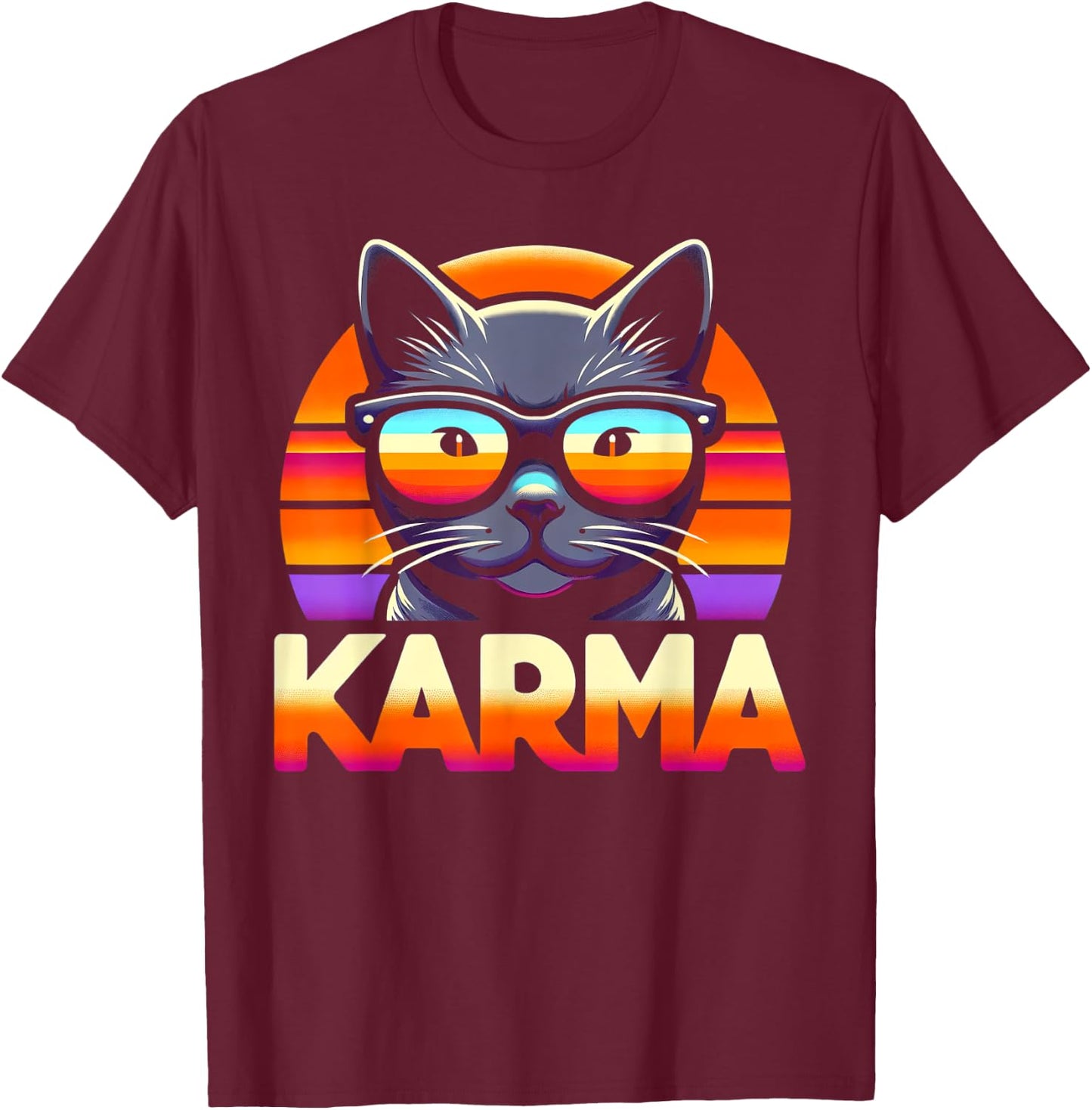 Karma Cat T-Shirt - T-Shirt | Maroon