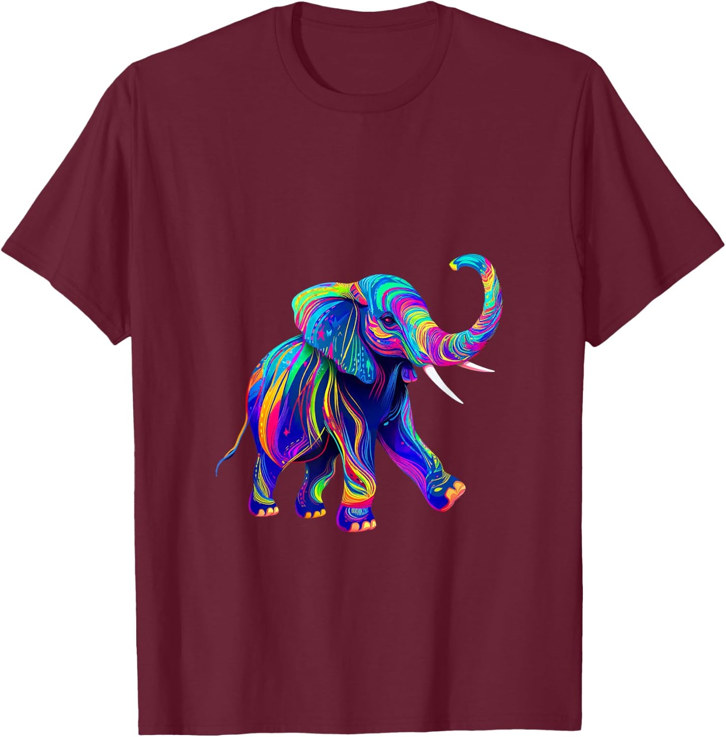 Retro synthwave 80s 90s Elephant Trunk up chakra yoga T-Shirt - T-Shirt | Maroon