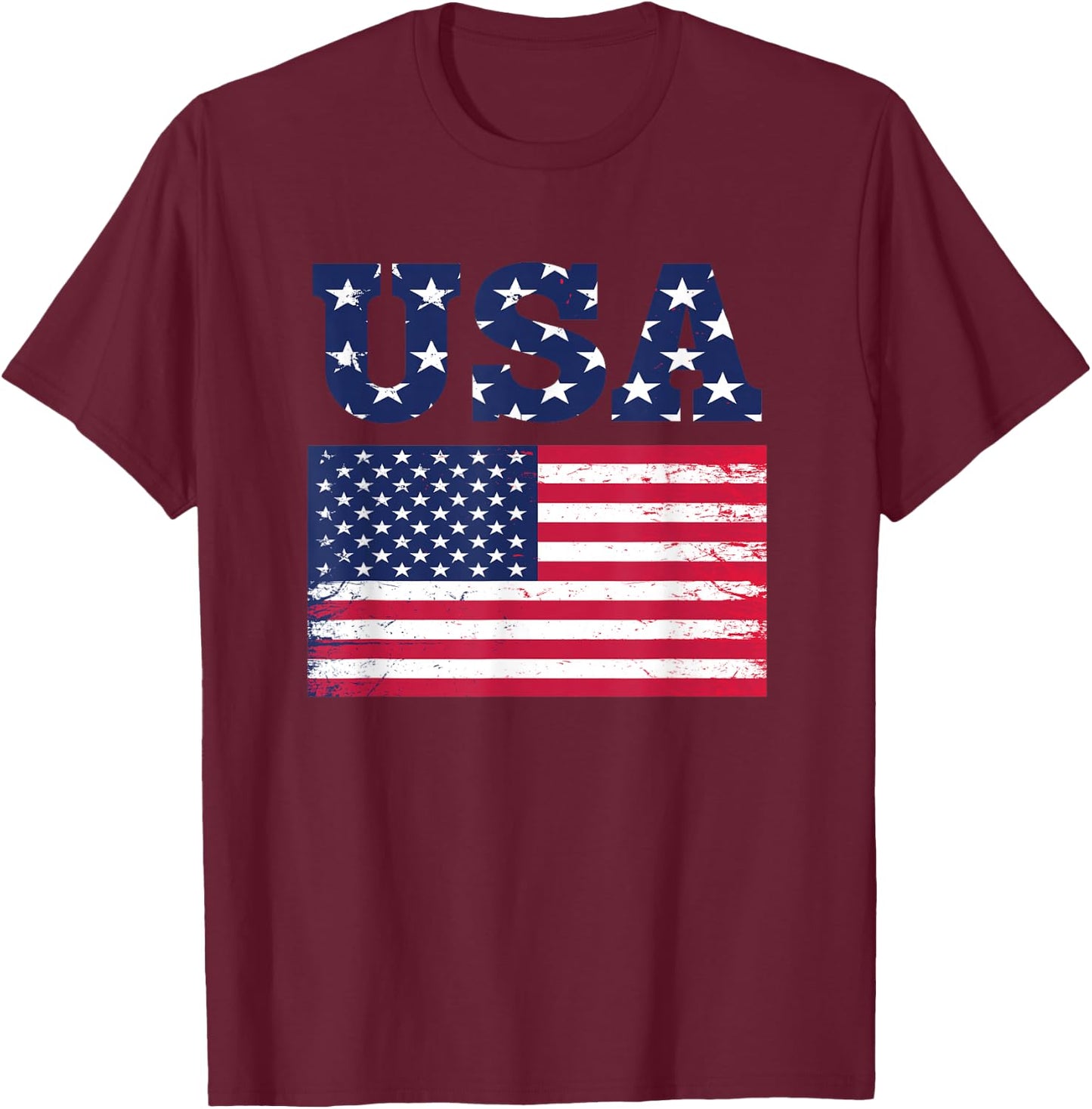 USA Name With American Flag For Americans T-Shirt - T-Shirt | Maroon