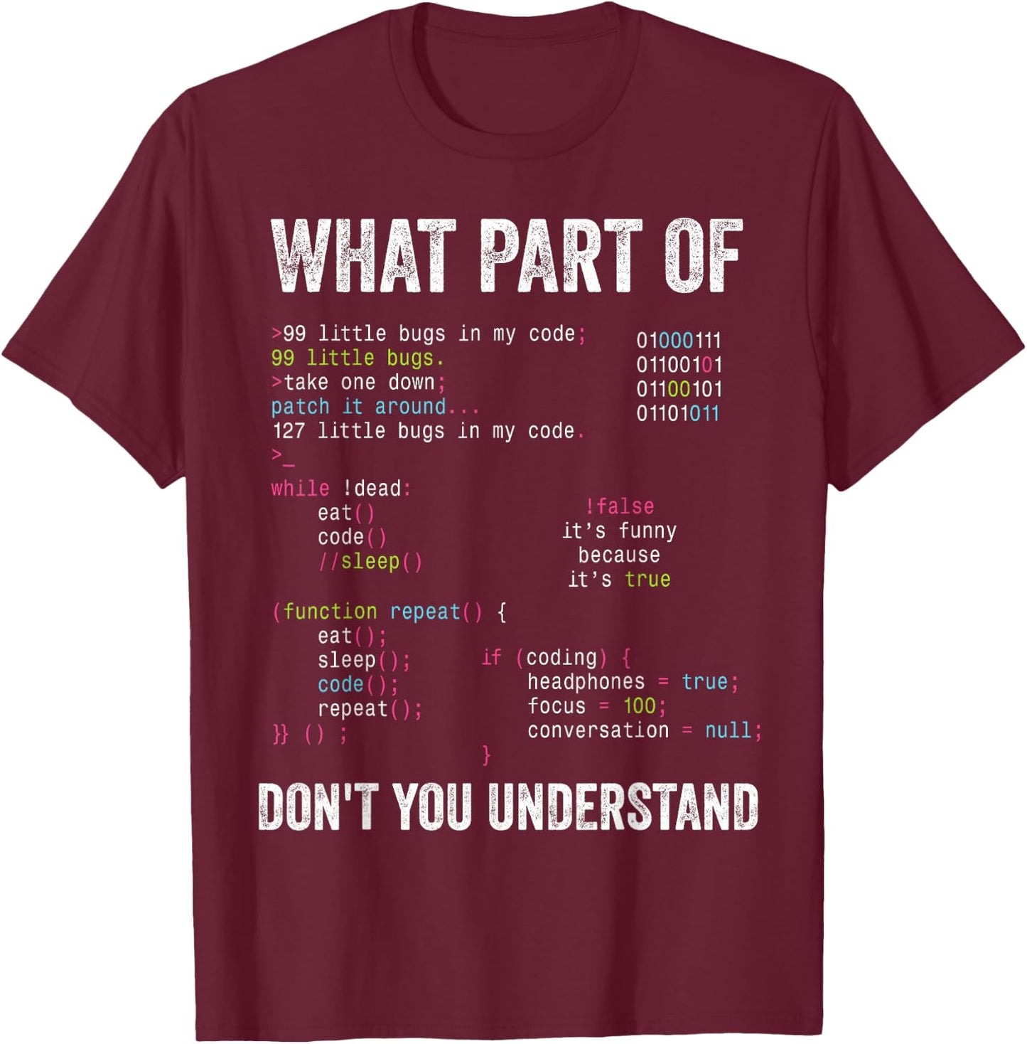 What Part of Don't You Understand Computer Science Lovers T-Shirt - T-Shirt | Maroon