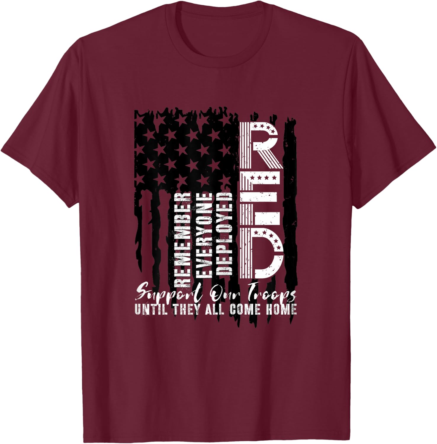On Friday We Wear Red Friday Military Support troops US Flag T-Shirt - T-Shirt | Maroon