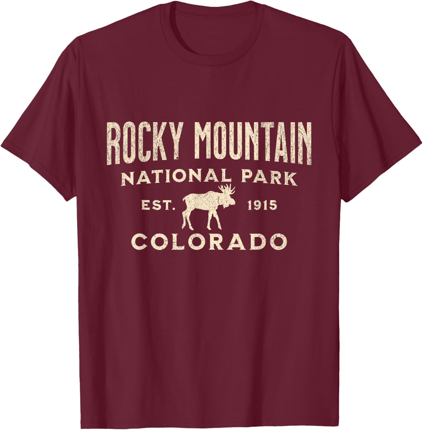 Rocky Mountain National Park Colorado USA Outdoor -Adults Blue Small Classic Fit Short Sleeve T-Shirt - T-Shirt | Maroon