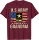 Vintage U.S Army Proud Grandma With American Flag T-Shirt - T-Shirt | Maroon