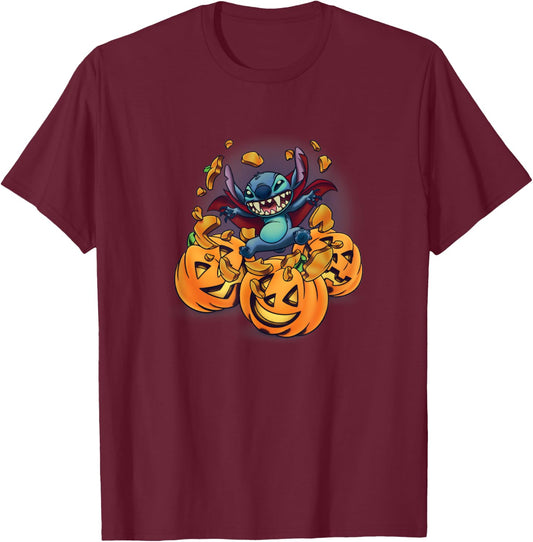 Disney Lilo & Stitch Halloween Cute Stitch Vampire Portrait T-Shirt - T-Shirt | Maroon