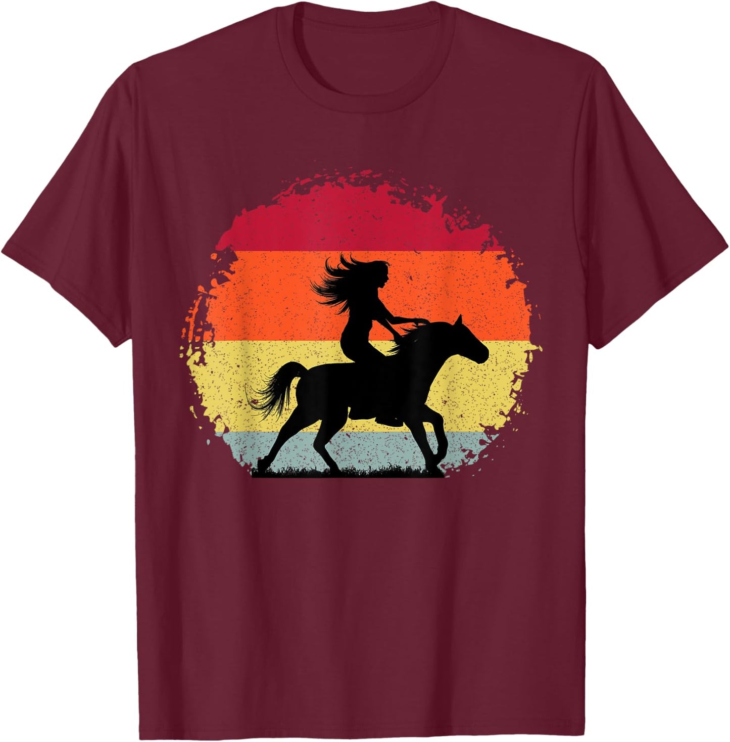 Girl Horse Riding Cowgirl Vintage Texas Ranch Equestrian T-Shirt - T-Shirt | Maroon
