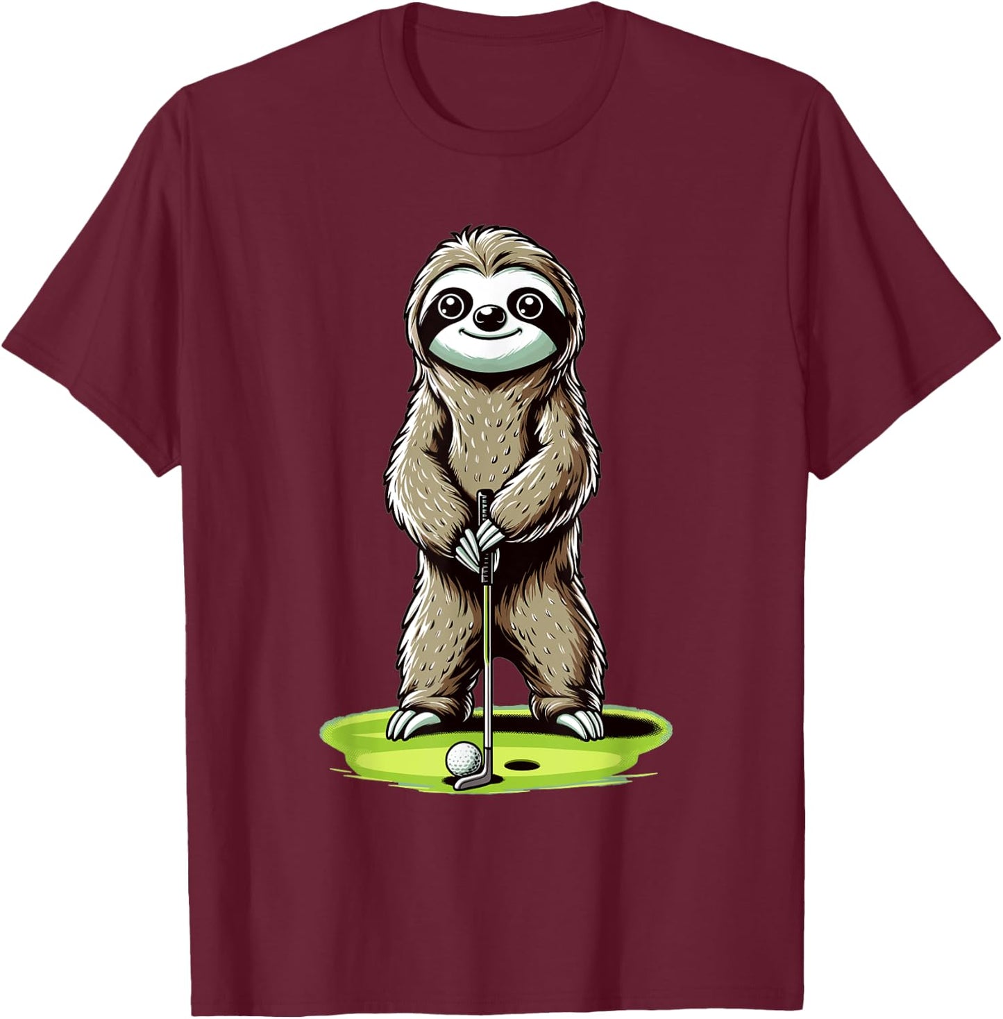 Sloth Playing Golf Funny Golfing Lover Golfer T-Shirt - T-Shirt | Maroon