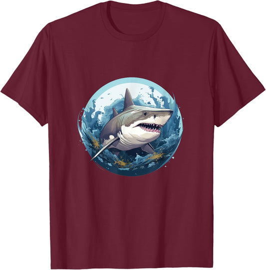 Vintage Shark T-Shirt - T-Shirt | Maroon
