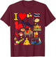 I love Thailand. Hand drawn Thai Landmarks, flag and map T-Shirt - T-Shirt | Maroon