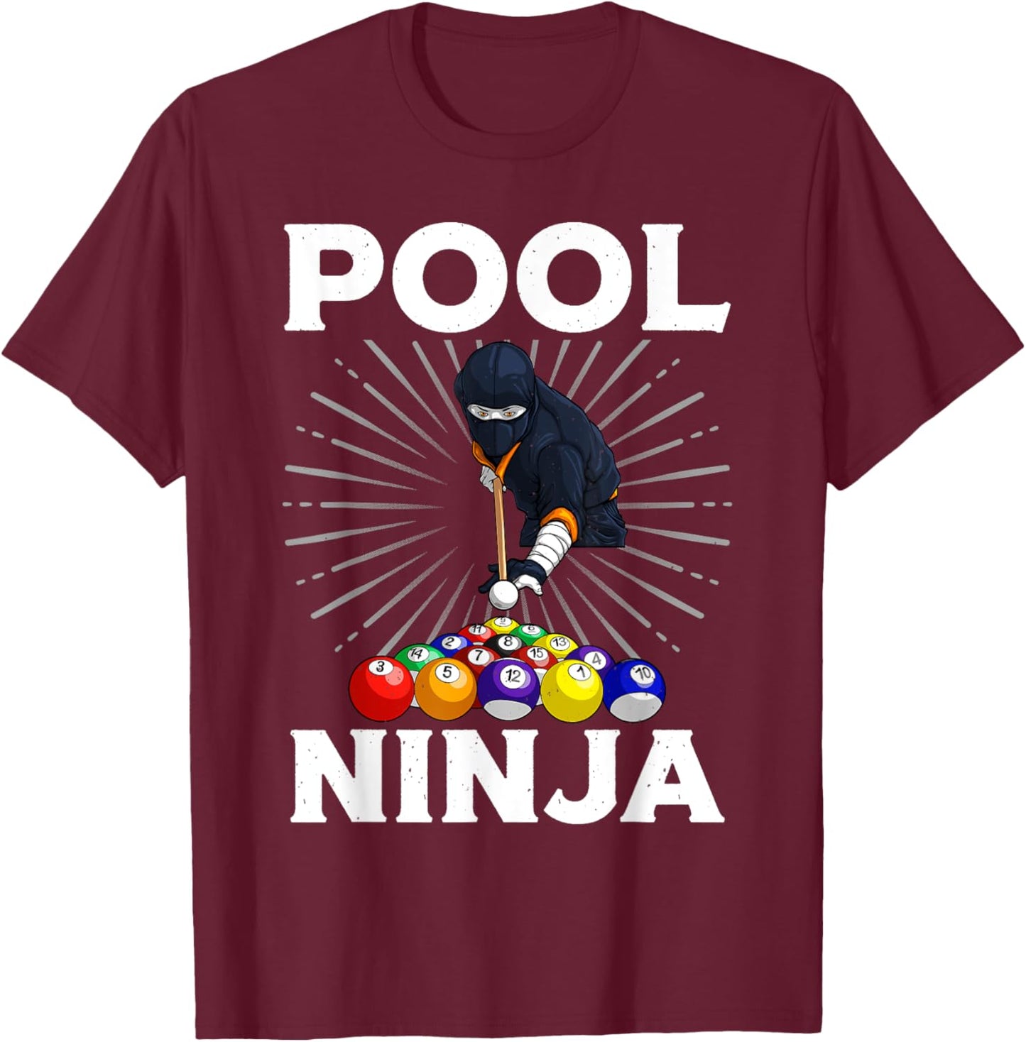 Cool Billiards Art Women Pool Player Ninja Billiard T-Shirt - T-Shirt | Maroon