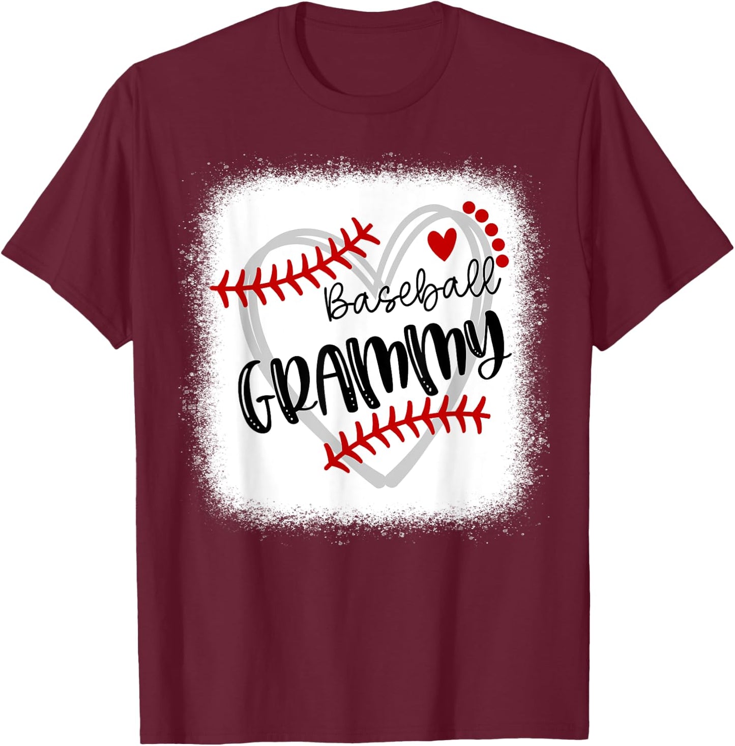Personalized Baseball Heart Cute Grammy Women Baseball T-Shirt - T-Shirt | Maroon