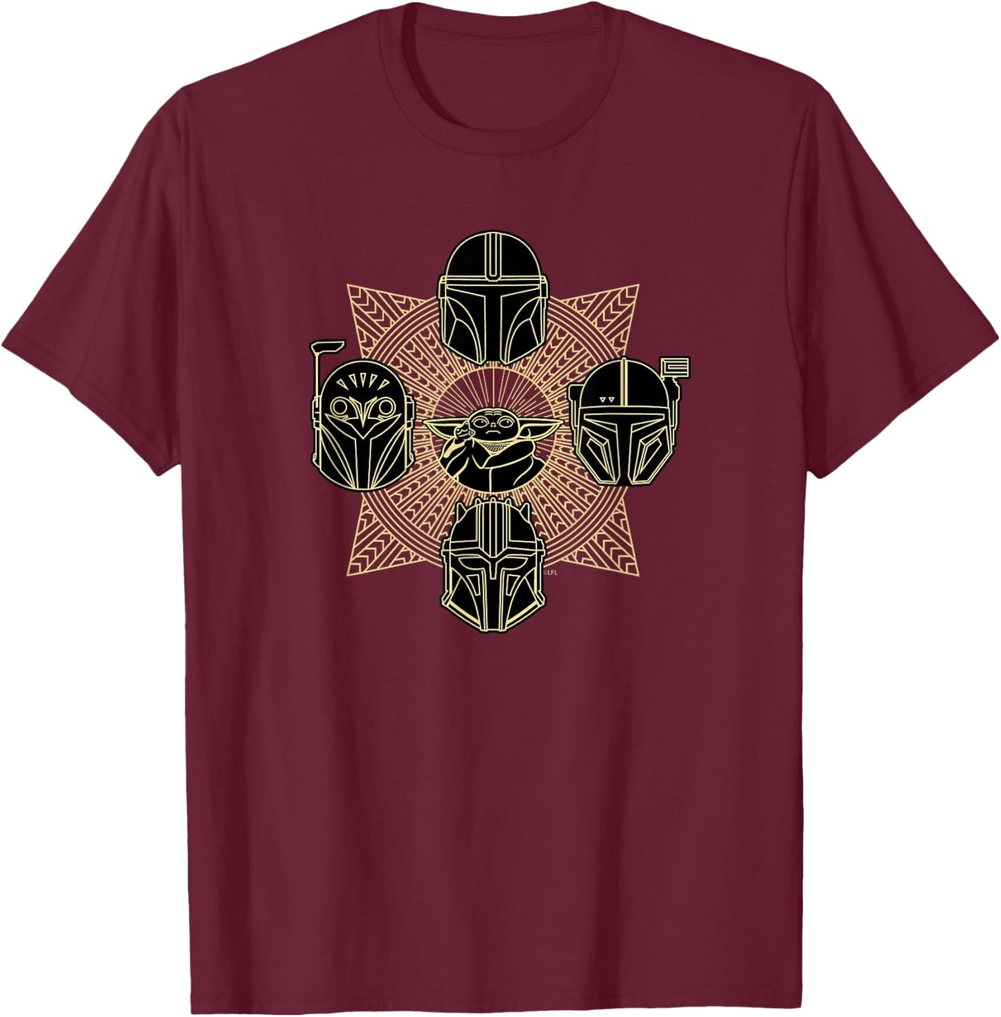 Star Wars The Mandalorian Season 3 Grogu Mandalore Warriors T-Shirt - T-Shirt | Maroon