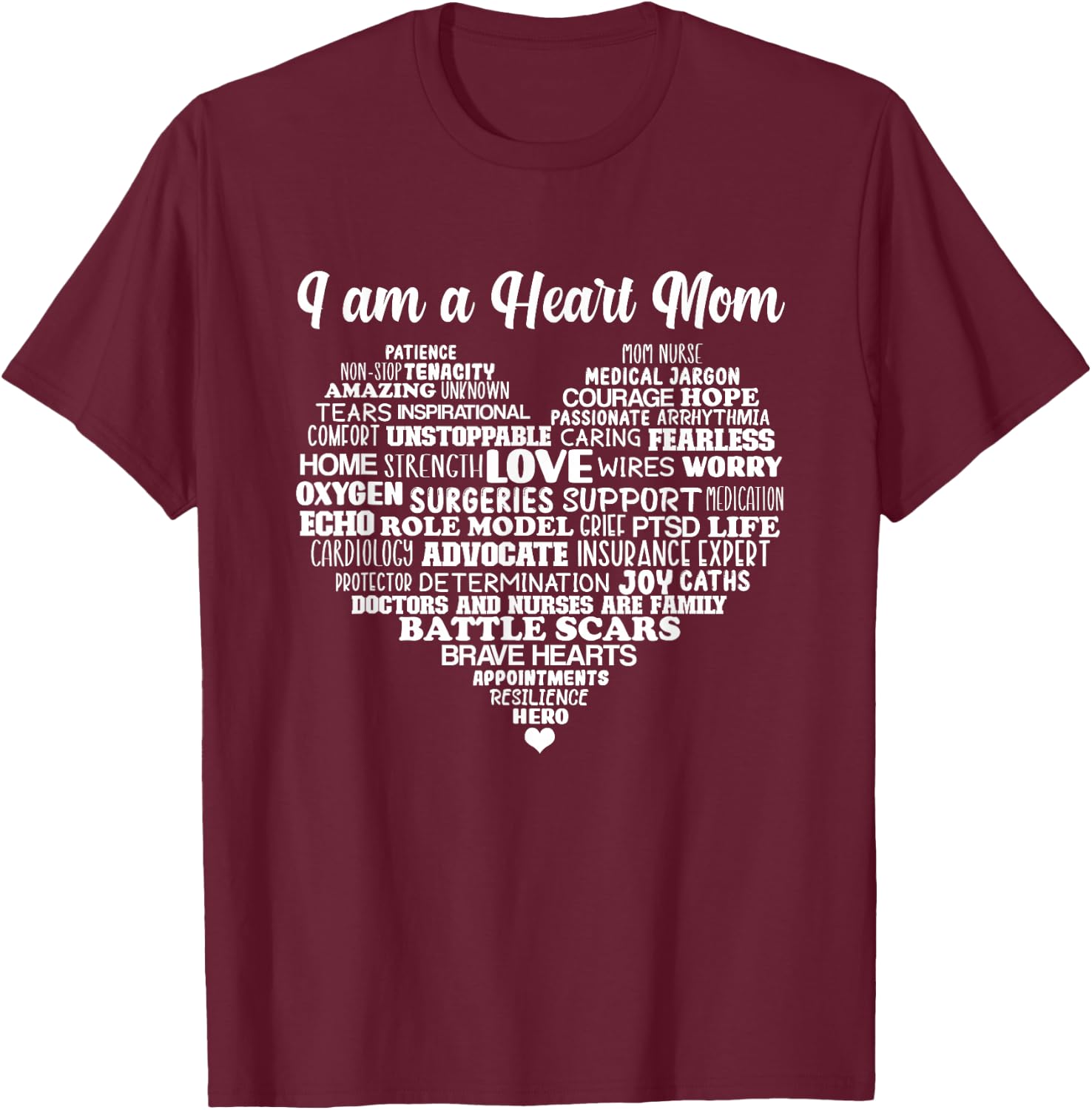 Heart Mom CHD Warrior Mother Congenital Heart Disease Mother T-Shirt - T-Shirt | Maroon