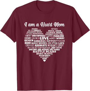 Heart Mom CHD Warrior Mother Congenital Heart Disease Mother T-Shirt - T-Shirt | Maroon