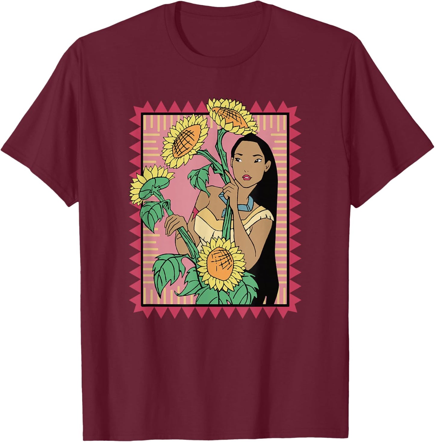 Disney Pocahontas Sunflowers Movie Still T-Shirt - T-Shirt | Maroon