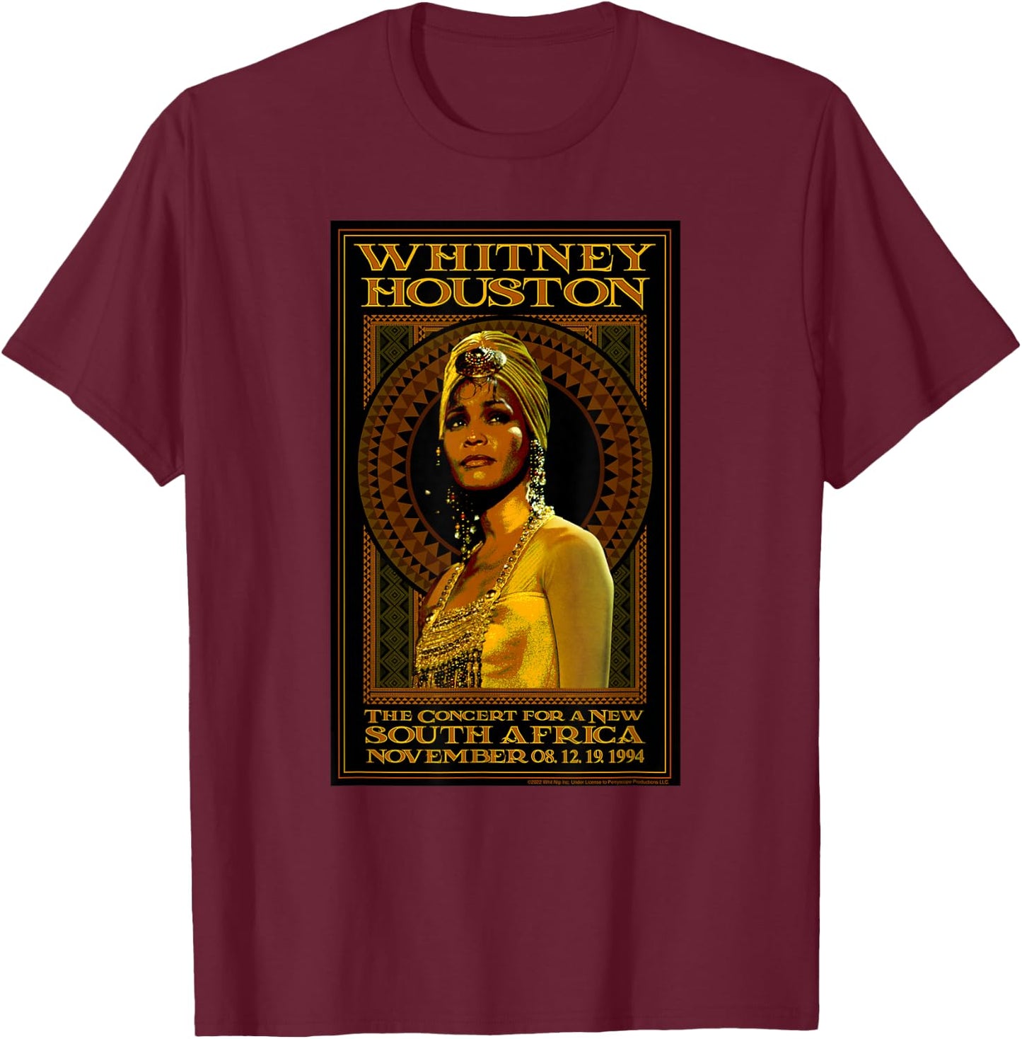 Whitney Houston The Concert for a New South Africa T-Shirt - T-Shirt | Maroon