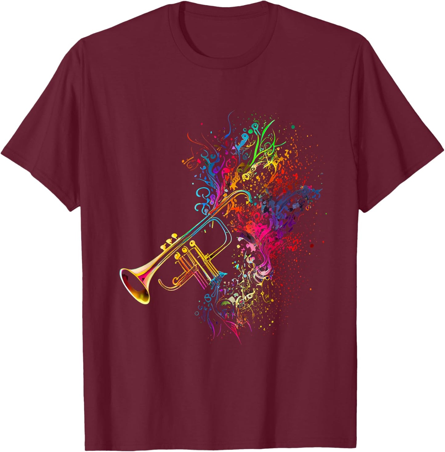 Trumpet Player Musician Gifts & Designs Men's Black Trumpet Trumpets T-Shirt - T-Shirt | Maroon