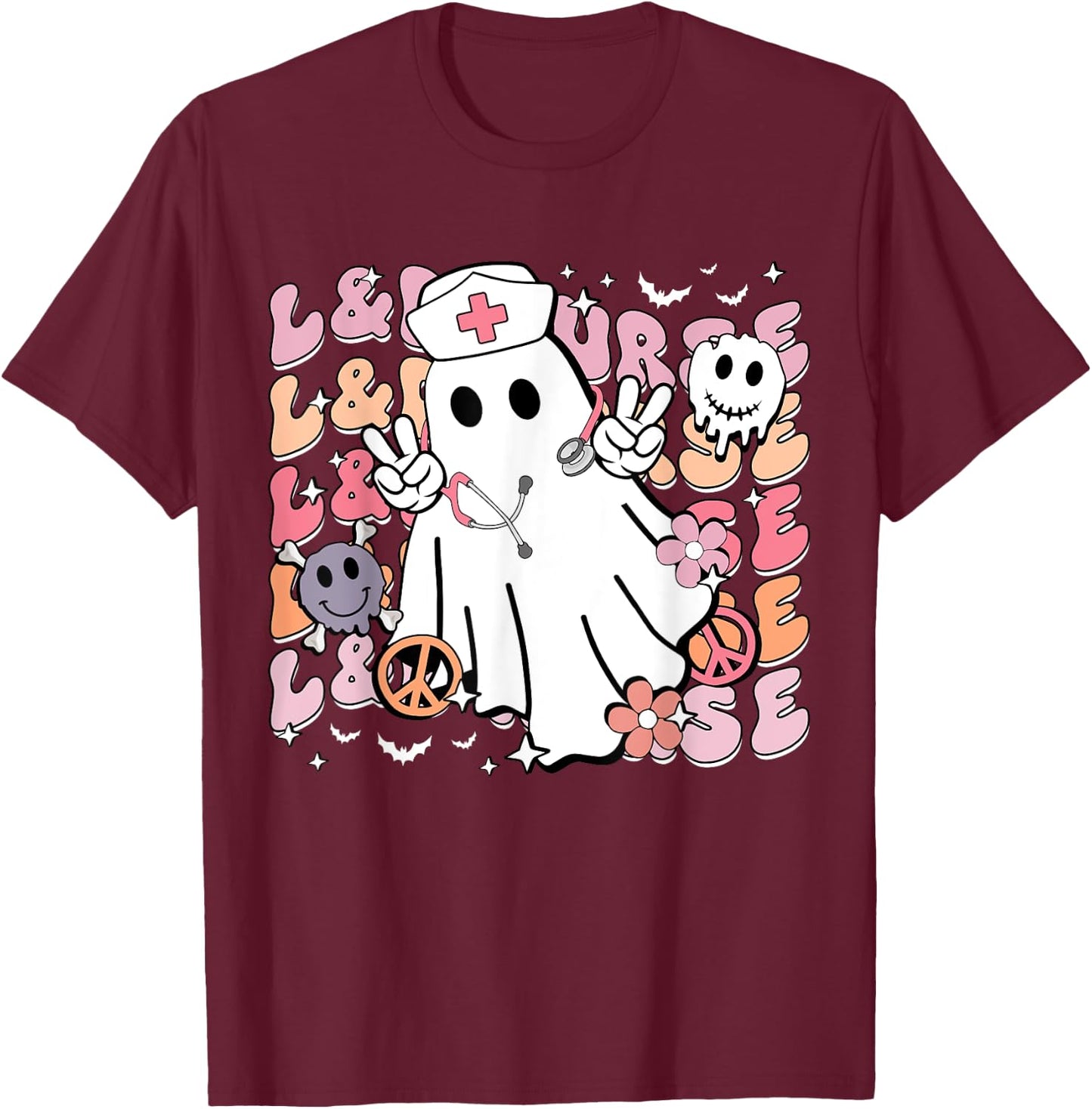Groovy Labor & Delivery Funny Halloween Costume L&D Nurse T-Shirt - T-Shirt | Maroon