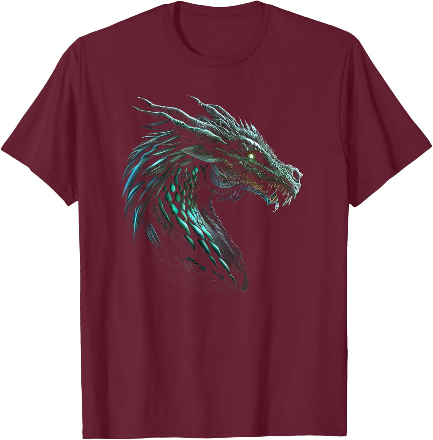 Cool Green Emerald Dragon T-Shirt - T-Shirt | Maroon