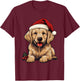 Golden Retriever Dog Christmas Santa Hat Xmas Pajama T-Shirt - T-Shirt | Maroon