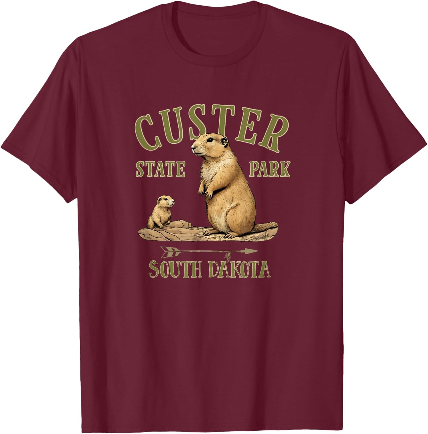CUSTER STATE PARK SOUTH DAKOTA Prairie Dogs T-Shirt - T-Shirt | Maroon