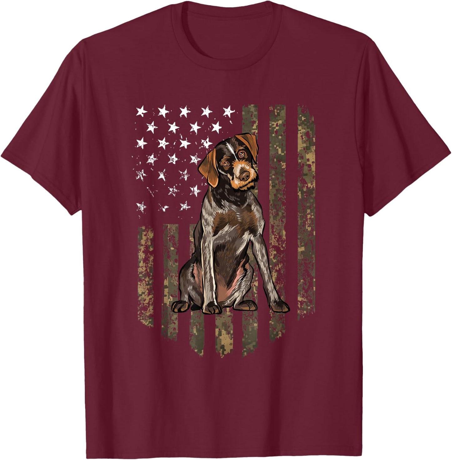 German Wire Hair Camouflage Colour T-Shirt - T-Shirt | Maroon