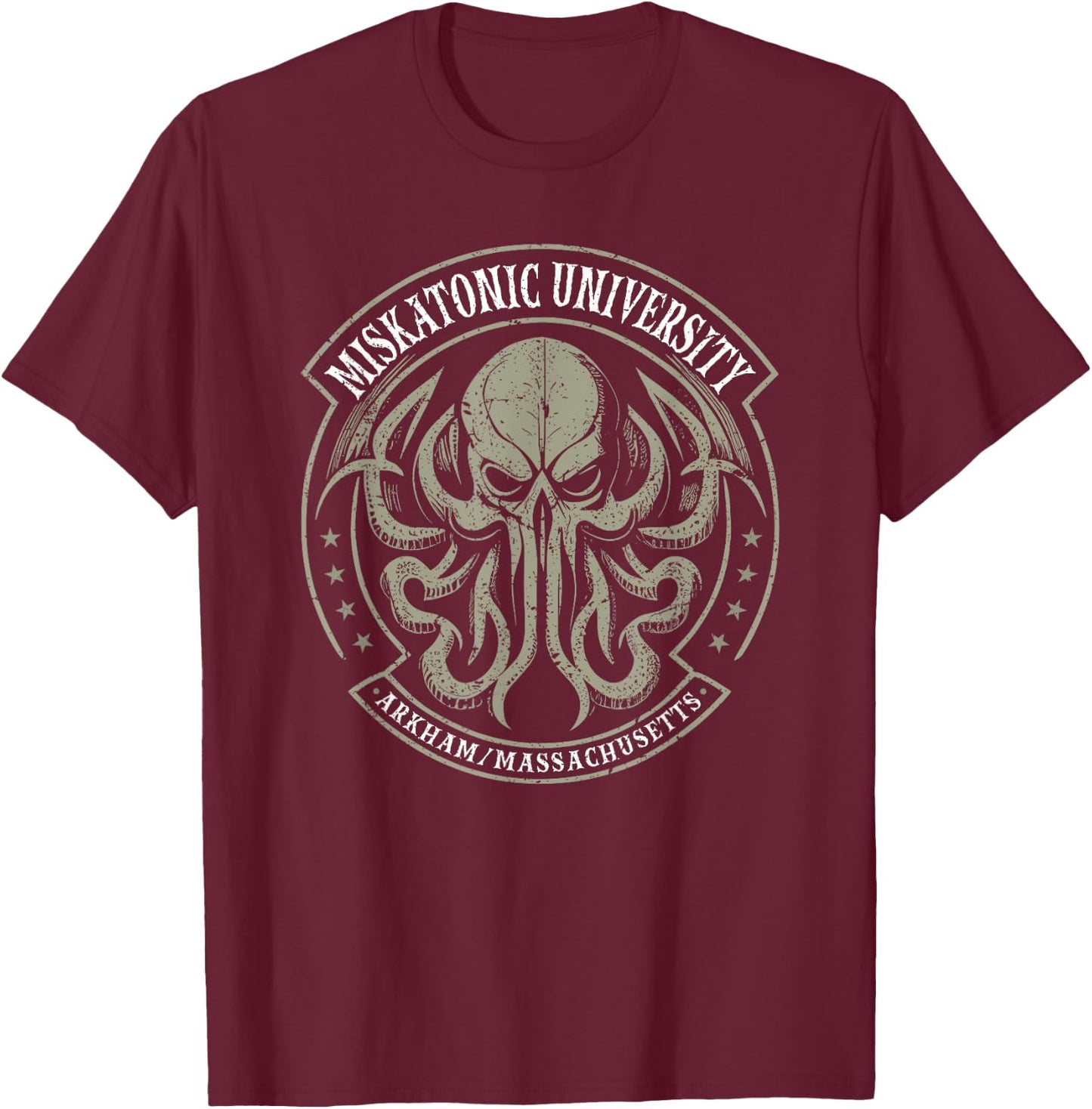 Miskatonic University, Vintage Cthulhu T-Shirt - T-Shirt | Maroon