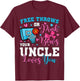 Free Throws or Pink Bows Uncle Loves You Gender Reveal T-Shirt - T-Shirt | Maroon