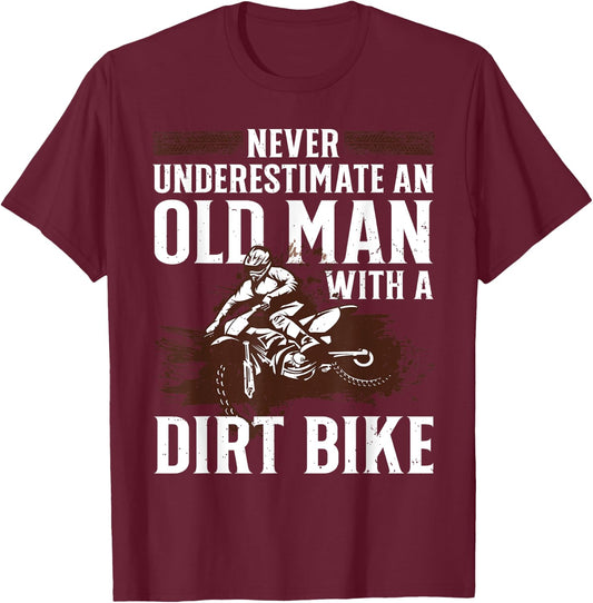 Funny Dirt Bike Art For Dirtbike Lover Men Grandpa Motorbike T-Shirt - T-Shirt | Maroon