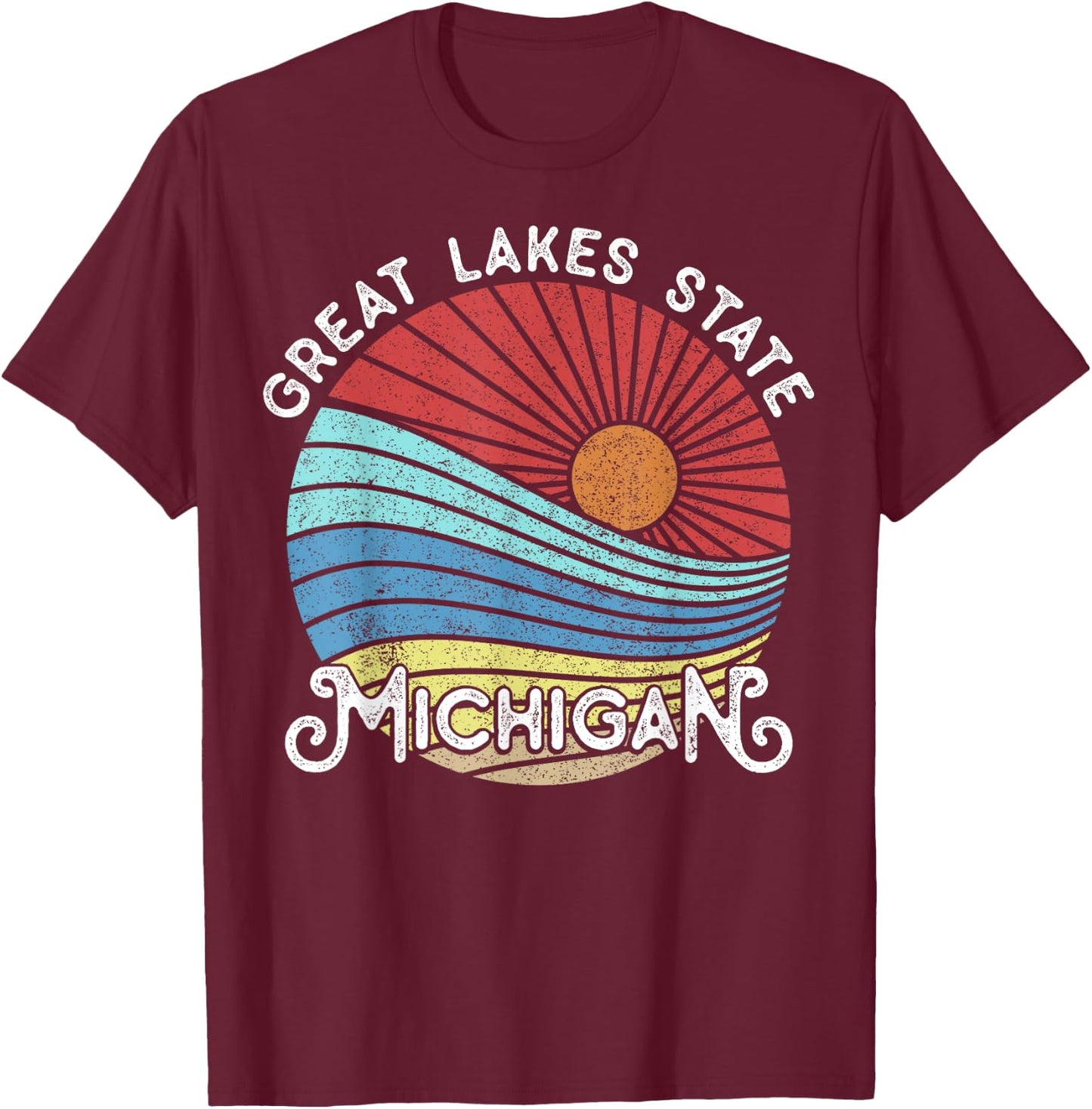 Great Lakes State Michigan Yooper Michiganian Vacation T-Shirt - T-Shirt | Maroon