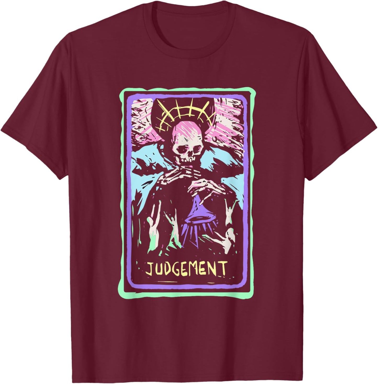 Judgement Tarot Card Witchcraft Occult Pastel Goth Skeleton T-Shirt - T-Shirt | Maroon