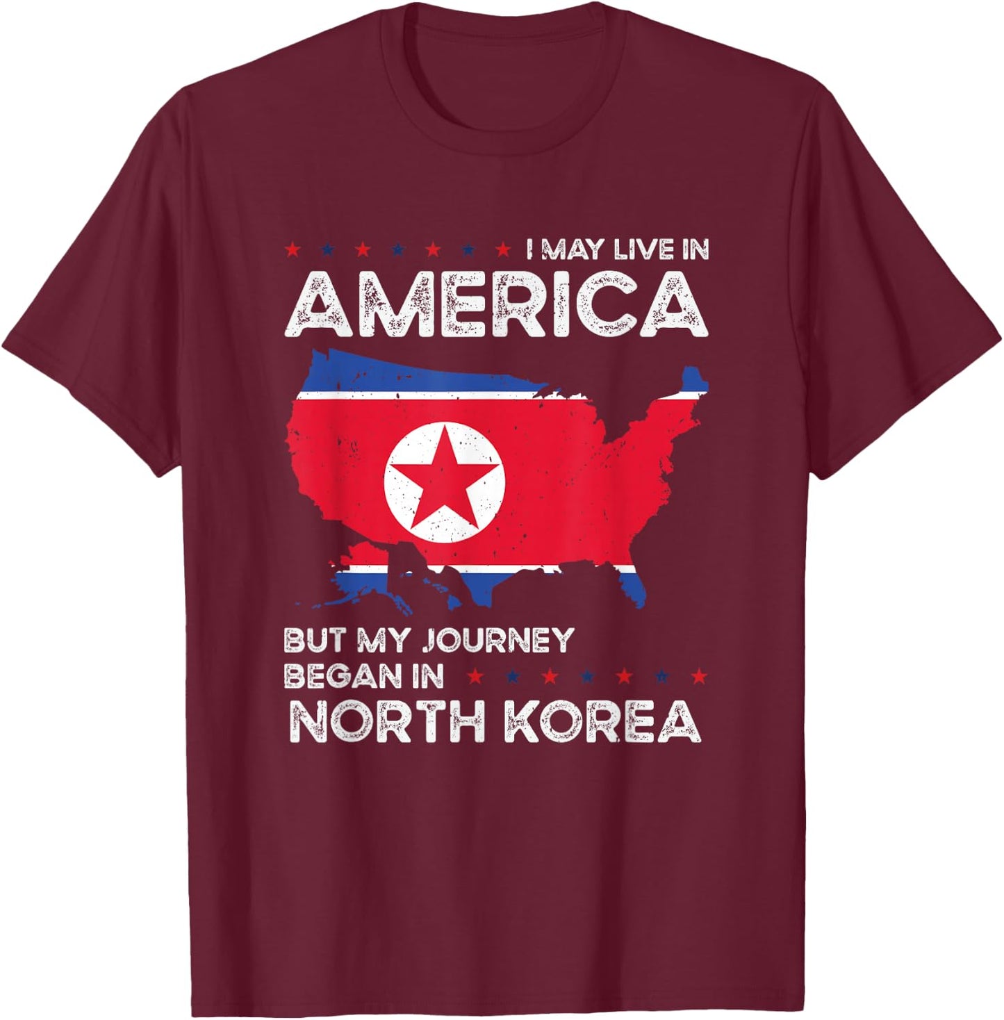 North Korean American USA Patriot Grown North Korea US Flag T-Shirt - T-Shirt | Maroon