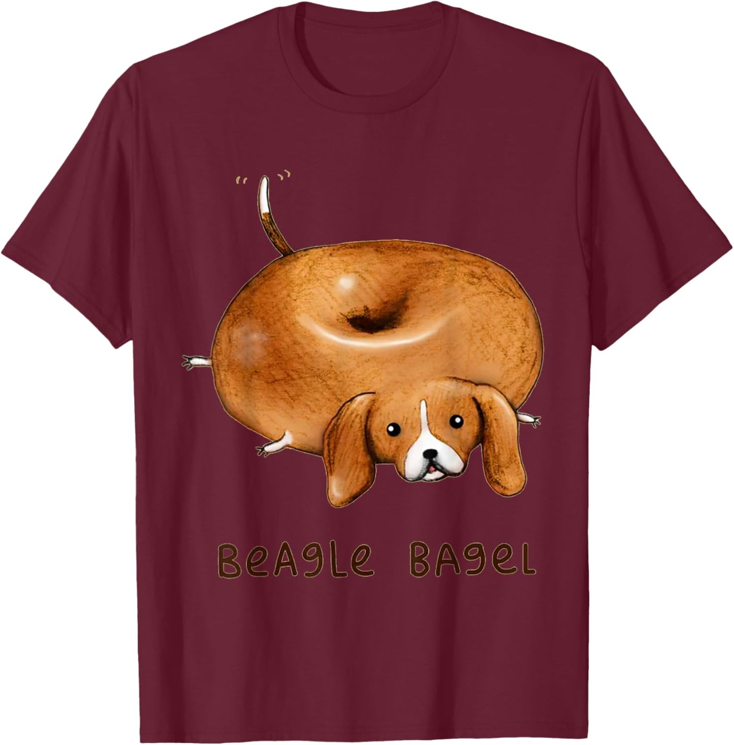 Beagle Bagel - Funny Cute Dog Women Kids T-Shirt - T-Shirt | Maroon