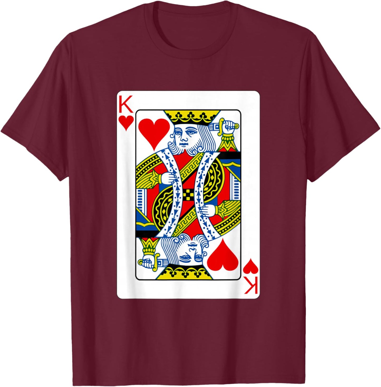King Of Hearts Playing Card Valentine Costume T-Shirt - T-Shirt | Maroon