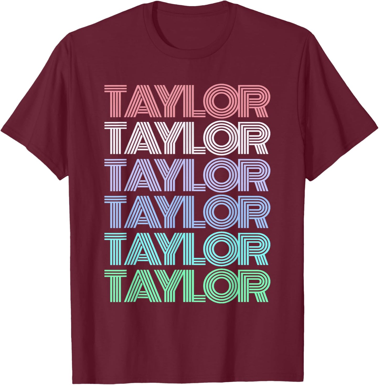 Retro TAYLOR First Name Personalized Girl Boy Groovy Bday T-Shirt - T-Shirt | Maroon